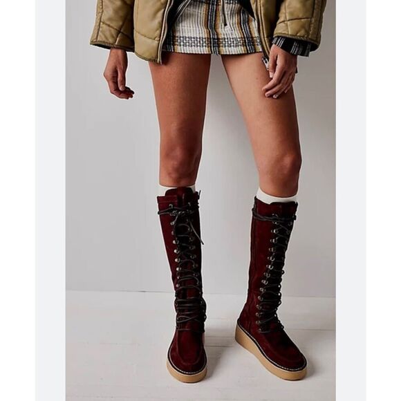 New Free People Ava Tall Lace Up Boots Size 37 - Picture 1 of 7